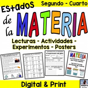 States of Matter in Spanish Estados de la materia Google Classroom Lecturas