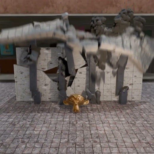 Mô phỏng kỹ xảo phá huỷ công trình kiến trúc cùng Suzanne RBDLab addons #vfx #cgi #b3d #art #shorts