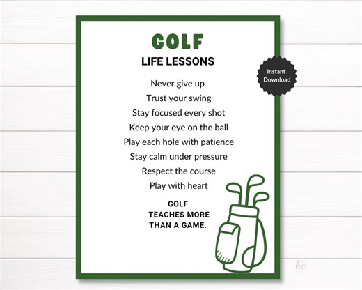 Golf Life Lessons Printable Card – Team Motivation Player Gift - Etsy