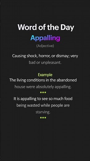 What's the meaning of Appalling? 🚨 #english #wordoftheday #englishlanguage #appalling