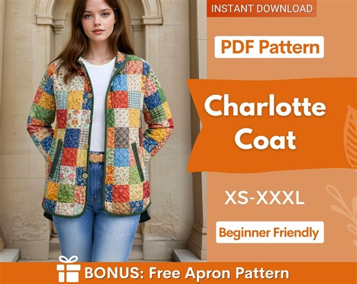 Quilted Coat With Hoodie Sewing Pattern | Quilted Jacket Pattern | Sewing Patterns | Quilted Sewing Pattern | Hooded Jacket | Women Jacket - Etsy