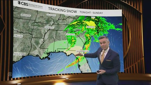 A major rainstorm is bringing severe weather to parts of the South this Valentine’s Day weekend. Meteorologist Bill Kelly is tracking the forecast. | CBS Evening News