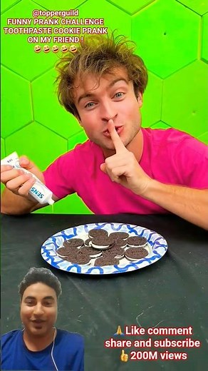 my friend didn't expect the toothpaste cookie prank #prank #shorts #funny#topperguild#trending#viral