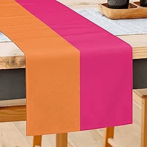 Orange and Pink Table Runner 72 Inches Long Party Table Runner Farmhouse Dining Room Dresser Kitchen Decor