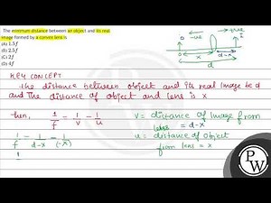 The minimum distance between an object and its real image formed by a convex lens is\n(A) \\( 1.5 ...