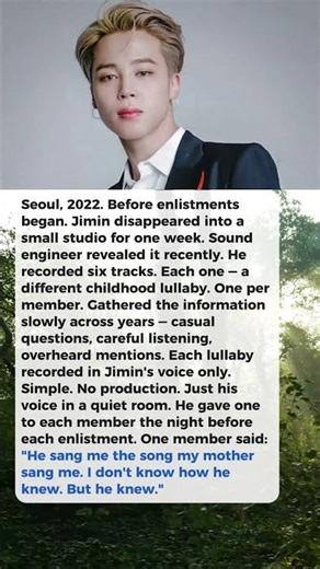 Jimin Learned Every Member's Favorite Childhood Lullaby and Recorded Them All in Secret