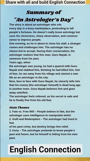 An Astrologer’s Day by R.K. Narayan | Class 12 English (NCERT/CBSE) | Summary & Themes #shorts #yt