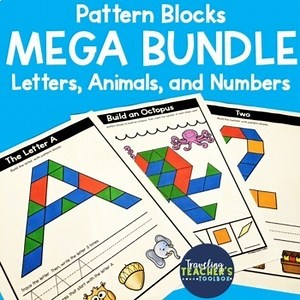 Pattern Block Mats Mega Bundle with Letters, Animals, and Numbers 1-10