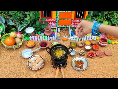 Miniature vegitable chop recipe | street style crispy vegitable chop | mini food cooking | tiny food