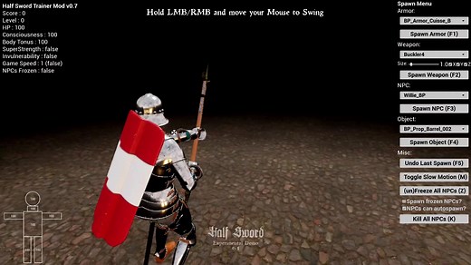 【Half-Sword】内置修改器，功能齐全