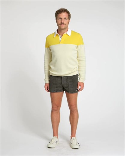 The Rugby Shirt is a classic style that is as popular today as it was in the 1960s but there's something special about vintage rugby shirts that we love: the colorways, the heavyweight fabric, the life. We have been wearing vintage rugby shirts with the shorts and bell bottoms for years and we have developed our own rugby shirt that combines elements of our favorite vintage ones and is uniquely Hammies. Unlike most rugby shirts, ours is fleece knit vs. jersey knit with ribbing at the waist, so i