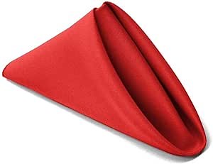 TableLinensforLess 17"x17" Polyester Cloth Napkins, Set of 6 (Holiday Red) | Easy-Care, No-Iron Finish, Superior Color Retention, Machine Washable
