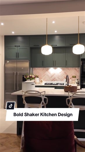 This Green & Pink combo is everything 😍 Obsessed with this dark green cabinetry paired with that dreamy pink herringbone splashback? If you are planning a kitchen renovation or just looking for interior design inspo, you need to hear the real story behind this space. We break down exactly how this open-plan dream home came to life on the Love Your Kitchen podcast. Listen to Episode 81 of the Love Your Kitchen Podcast! Link in bio to get inspired 🧡 #fyp #kitchen #kitchenrenovation #casestudy #k