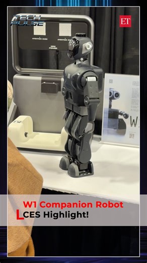 At CES 2026, we came across one of the most compact companion robots we’ve seen so far 🤖 Meet W1 - capable of 22 movements, it can walk, talk, and even assist with vigilance and monitoring. AI-powered and controllable via remote, this tiny robot packs in more than you’d expect. Check it out 👀 #CES2026 #Robotics #AI #CompanionRobot #SmartTech #FutureTech #Innovation | The Economic Times