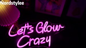 "Let's Glow Crazy" Glow Party Light - Playful & Energetic LED Wall Art for Game Room, Dorm, Party Space or Teen Bedroom Decor, Dimmable USB, Fun & Vibrant Gift for Celebrations & Besties