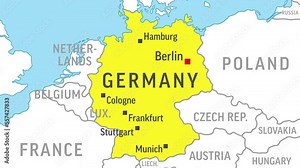 Germany Map. Zoom on World Map. 4k Video Footage. Motion Graphics