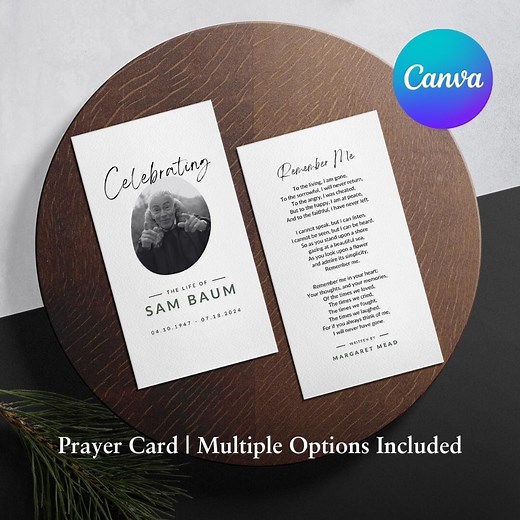 Minimal Memorial Prayer Card Template, Catholic Funeral Mass (canva Editable, Digital Download) 06B - Etsy