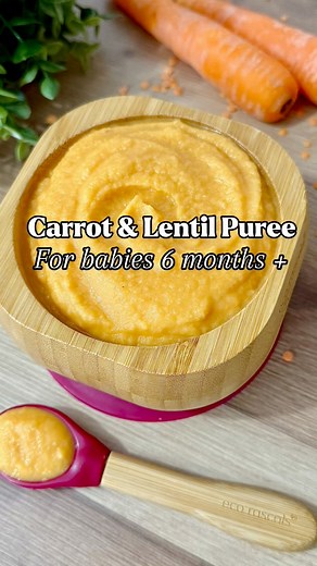 882K views · 5.1K reactions | This Carrot and Lentil Puree is packed with all the good stuff — fiber, iron, and vitamins — and it’s super easy to make too. Full recipe: https://mindsmaking.com/r/healthy-kids/recipe/puree/carrot-lentils-puree | Mindsmaking Baby | Facebook