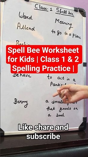Spell Bee Worksheet for Kids | Class 1 & 2 Spelling Practice |#spellbee #spellbeewords #spelling#kid