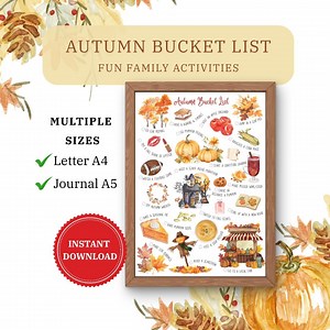 Ultimate Fall Bucket List Printable, Autumn Activity Checklist for Kids & Family, Planner Insert - Etsy