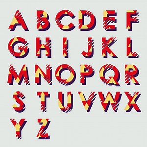 Modern linear typographic alphabet in a set. Contains vibrant colors...