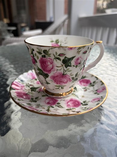 Vintage Royal Patrician Staffordshire England Teacup and Saucer Set With Pink Roses and Greenery Design and Gold Accents - Etsy