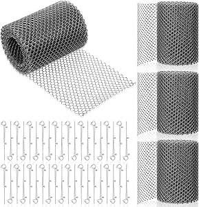 4 Rolls Gutter Guards Plastic Guards Mesh Rolls Downspout Pipe Gutter Covers DIY Filter Gutter Protection Netting with 40 Clip Fixed Hooks Preventing from Twigs Debris Clogged Leaves (Silver Gray)