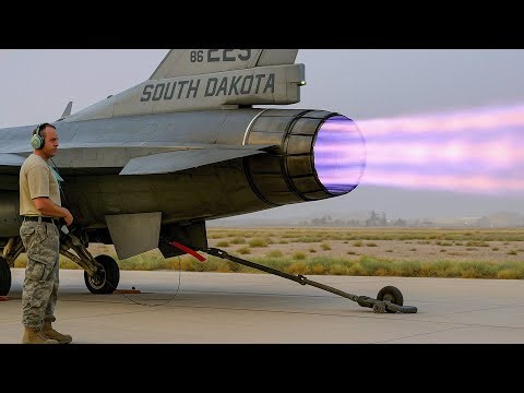 F-16 Jet Engine Test At Full Afterburner