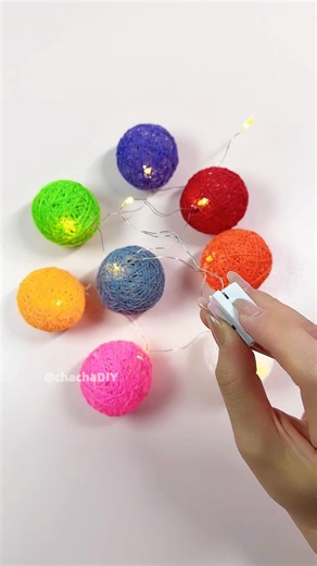 DIY Cotton String Lights #DIY #art #Handmade