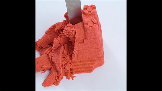 Knife cutting red castle sand ASMR