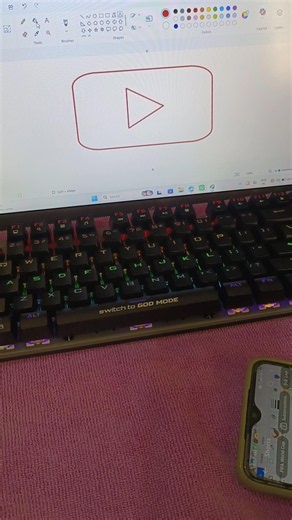 keyboard Drawing the Perfect YouTube Logo #satisfying #design #shorts #mspaintdrawing #computer