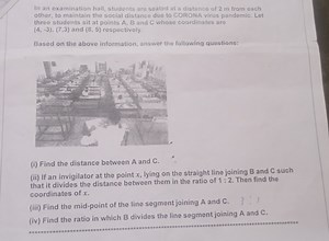 In an examination hall, students are seated at a distance of 2 ... | Filo