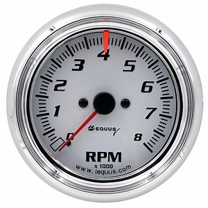 Equus E5078 5000 Series 3-3/8 Inch White Tachometer, 8,000 RPM