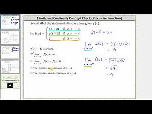 Limit and Continuity Concept Check with Piecewise Defined Function 2