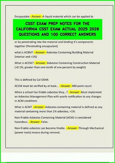 CSST EXAM PREP NOTES FOR THE CALIFORNIA CSST EXAM ACTUAL 2025 2026 QUESTIONS AND 100 CORRECT ANSWERS