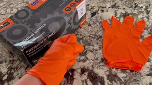 PACIFIC PPE 8 Mil Heavy Duty Strength Nitrile Gloves, Chemical Resistant, Diamond Texture Industrial Disposable Gloves, Orange, 100PCs, Medium