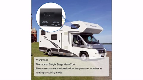 7330F3852 Thermostat Single Stage Heat and Cool Compatible with Coleman RV Air Conditioner Mach Series 7330F3852 Single Stage Heating/Cooling Control Efficient Temperature Regulation (Black)