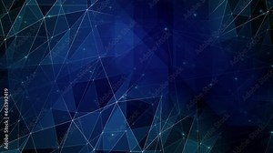 Connected lines and abstract motion unlocking the science behind dynamic patterns. Blue background with abstract triangles embracing the connection between geometry and technology Stock Video