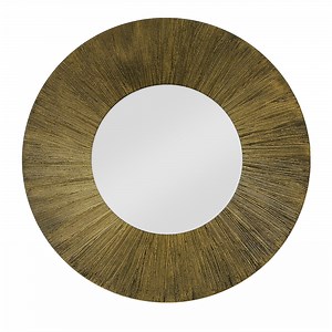 Sole Illuminated Round Mirror Decorated With Gold And Bronze Radial Brushed Resin