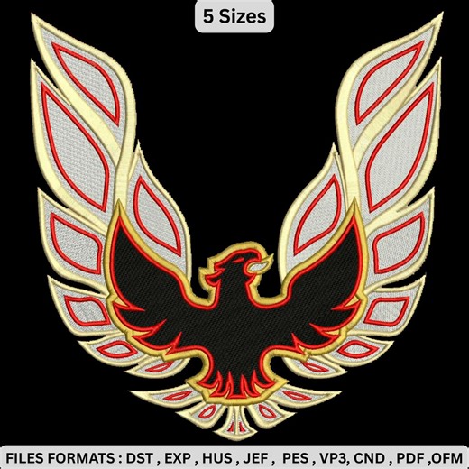Pontiac Firebird Trans Am Eagle Embroidery Design, Classic Firebird Machine Embroidery Pattern, Vintage Auto Logo File, Instant Download. - Etsy