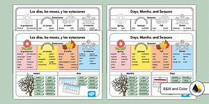 Days, Months and Seasons Word Mat - English/Spanish