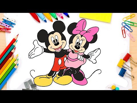 How to Draw Mickey mouse and Minnie mouse Disney cartoons