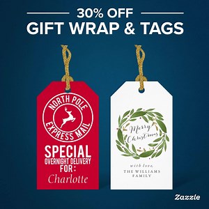  SALE: Get 30% off custom gift wrap & gift tags. Browse thousands of festive designs. Use code GIFTWRAPDEAL. Ends Friday! | Zazzle | Facebook