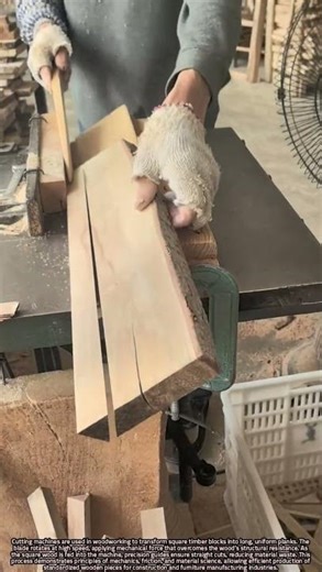 Wood Cutting Machine Transforming Square Timber into Long Planks Tools