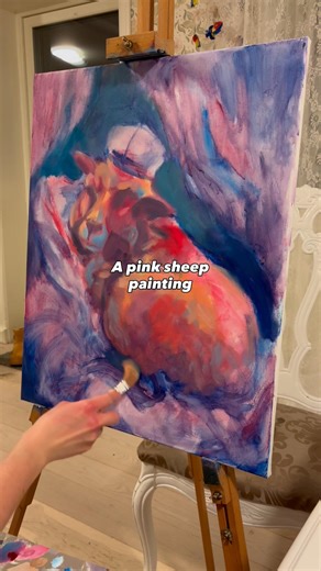 The most dramatic sheep art? Paint with me! #art #artwork #painting