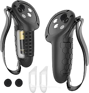Controller Grip Cover for Oculus/Meta Quest 3, Anti-Throw Handle Cover with Battery Opening Cover, SSilicone Controller Protector and Joystick Cap Covers for Quest 3 Controller