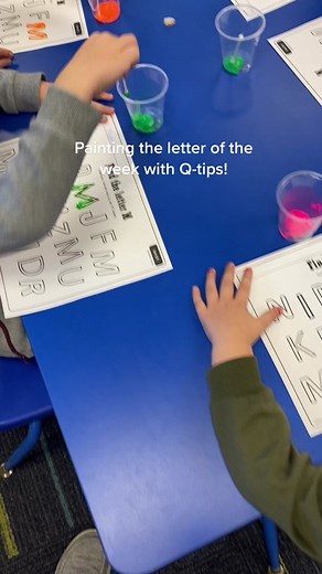 Letter M Craft: Painting with Q-tips