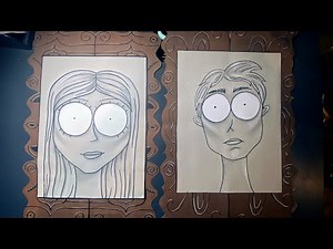 Tim Burton Style Portrait - 5th Grade Art