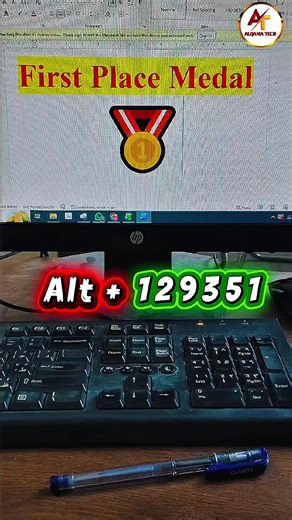 ALQAMA TECH on Instagram: "Kya aap "Pro User" banna chahte hain? 🎩✨ Keyboard se First Place Medal 🥇 laane ka Jadoo: 👉 Alt Key hold karein. 👉 Type karein: 129351 (NumPad se). 👉 Alt chhod dein. Boom! 💥 Gold Medal aapke saamne hai. Ye video hamari "Magic Tricks Series" se hai. 📂 Aur codes chahiye? To hamari Playlist check karein! Save 📌 & Share 🚀. #altcodes #magictricks #computerexpert #champion #promethod #alqamatech #trending"