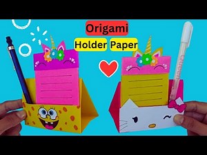 Origami Hello Kitty, SpongeBob paper holder || How to fold a paper stand || Origami